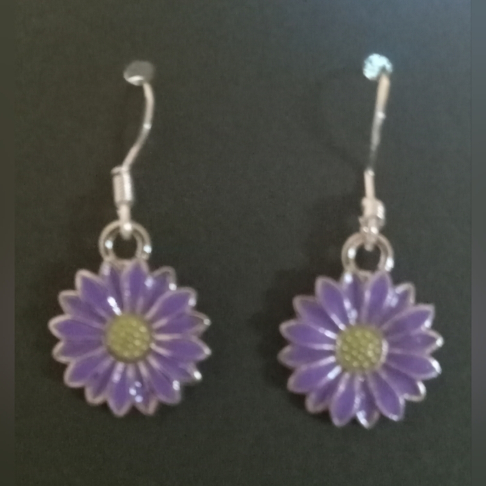 Purple Flower Earrings